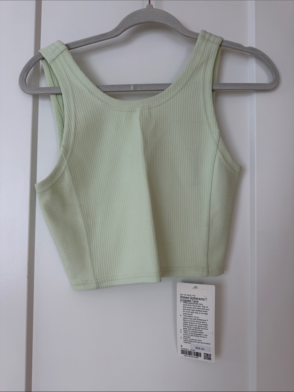 Lululemon Ribbed Crop Tank Top - Light Green